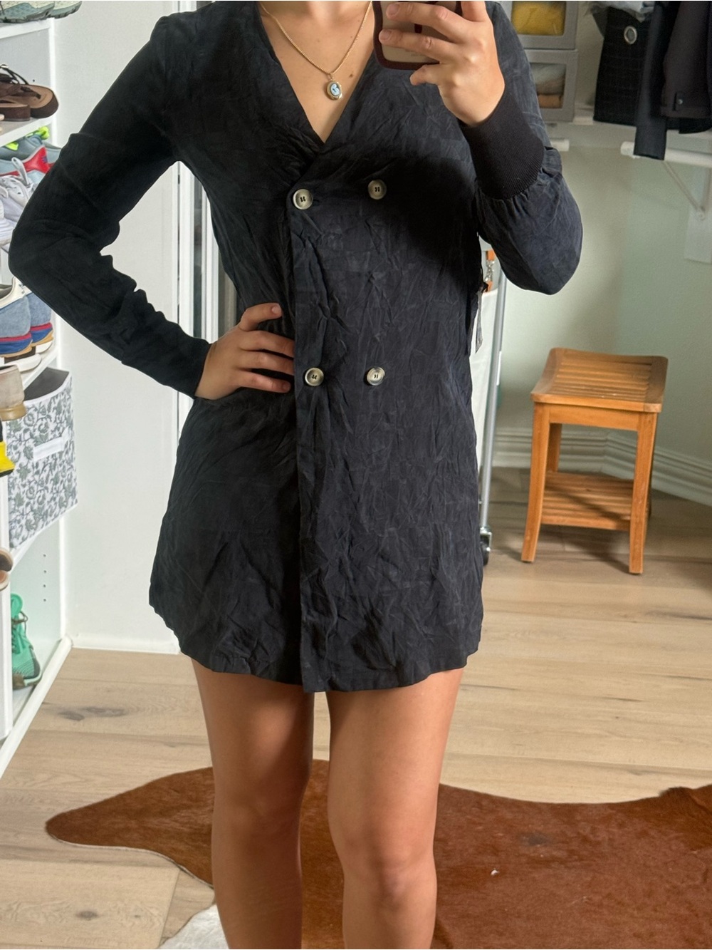 Meshki Callahan Black Check-Pattern Mini Dress - Picture 4 of 7